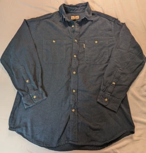 Woolrich Waffle Button Down Casual Shirt Mens L Blue Double Pocket - Picture 1 of 8