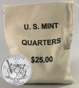 2002 P Tennessee Unopened State Quarter Bag $25 (100 Coin) US Mint "BU"!
