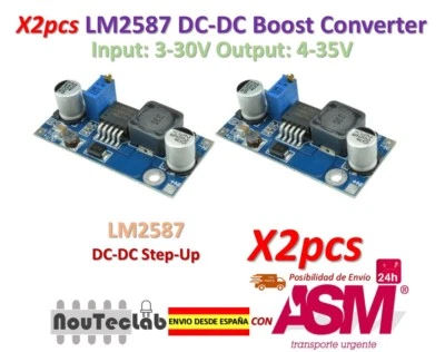 2pcs LM2587 DC-DC Boost Converter 3-30V Step up 4-35V Power Supply Module MAX 5A - Imagen 1 de 4