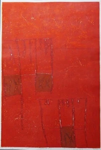 Hideo Hagiwara "Ancient Song No.1" 1965 impresión en madera autógrafo - Imagen 1 de 6