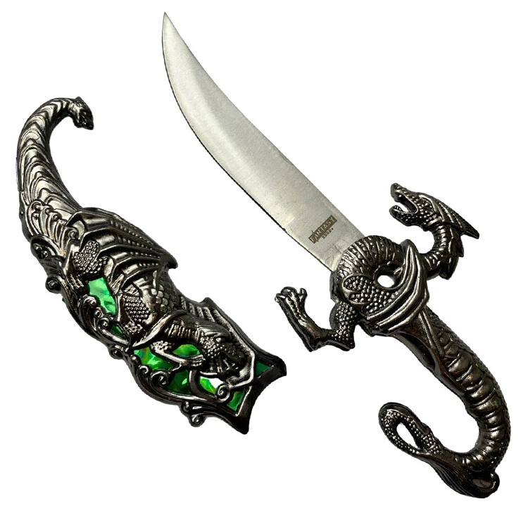 10" Fantasy Dragon Dagger Fixed Blade Metal Handle and Sheath Variety of Colors - Image 1 of 1