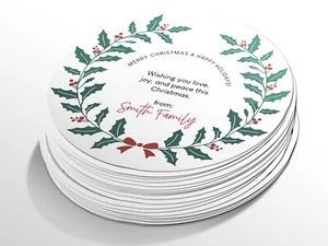 Personalised Christmas round sticker labels, custom stickers - Picture 1 of 7