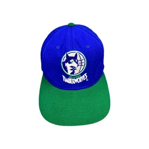 VTG NBA Starter Minnesota Timberwolves Cap Mens 7 1/8 Blue Green Wool Fitted Hat - Picture 1 of 9
