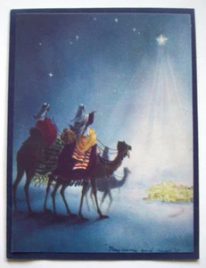 Wisemen outside of Bethlehem vintage Christmas greeting card *XX19 - Picture 1 of 3