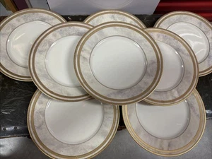 "Juego de 8 platos de cena Oscar de la Renta marfil fino travertino oro marfil 10,75""" - Imagen 1 de 13