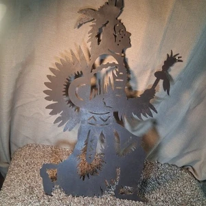 Native American Metal Wall Art Young Chief Shaman 11" × 19" - Picture 1 of 11