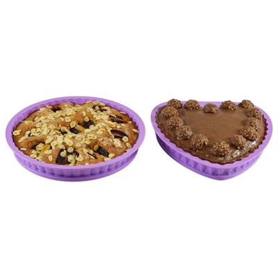 Ambikon Backform-Set 2-tlg – Silicona Redondo & Corazón, Púrpura, Cristal Suelo - Imagen 1 de 2