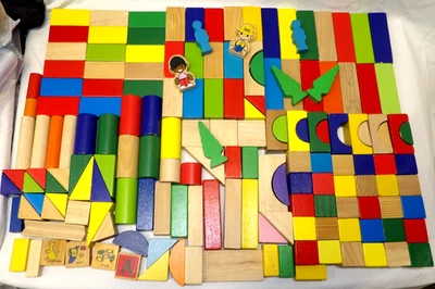 163 Wood Building Blocks• Multi-Color• Tons Of Building Fun!• - Image 1 of 4