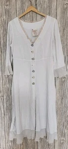 Out Of Xile Dress Cottage Button Down Lightweight Beige Sz 1 UK 10 Viscose - Picture 1 of 12