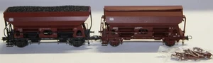 Roco H0 44341A/4335A zwei 2achs. Schütt-/Selbstendladewagen DB mit Kohle TOP OVP - Picture 1 of 5