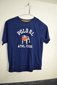 Polo Ralph Lauren UNIVERSITY BULL DOG 3D Graphic T Shirt BOYS L 14 16 Blue - Picture 1 of 14