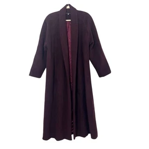 Peruvian Connection Maxi Swing Coat Womens L Baby Alpaca Wool Maroon Long Open - Picture 1 of 10