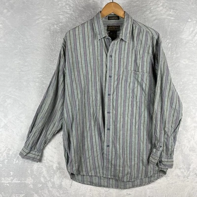 Eddie Bauer Vintage 90s Button Down Shirt Mens Size L Long Sleeve Striped Y2K - Image 1 of 4