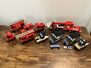 Lot Of 10 Vintage Lego Town Fire/Police Vehicles Cars Trucks NO MINIFIGS - Picture 1 of 10