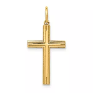 Ciondolo a croce progettato laser oro giallo 14K L-1,03 pollici, W-0,52 pollici - Foto 1 di 3
