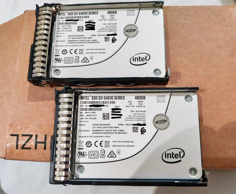 Intel D3-S4610 Series 480GB SSD SSDSC2KG480G8 w/ HP Enclosure included - Image 1 of 1