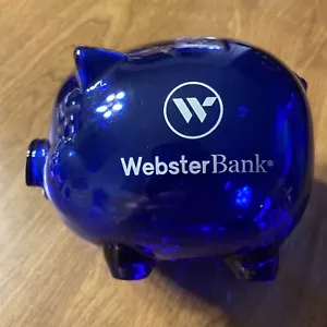 Webster Bank Piggy Bank Advertising Translucent Blue Money Cash Savings Decor - Picture 1 of 12
