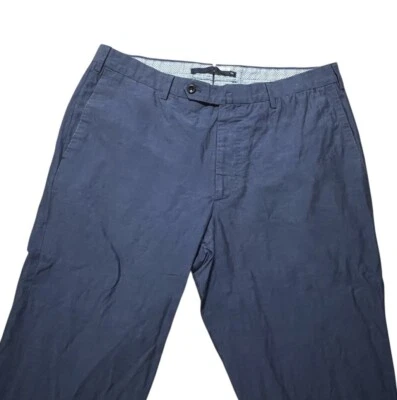 Incotex 1951 Pants Mens 34x30.5 Navy Slowear Linen Cotton Blend Modern Trouser - Image 1 of 4