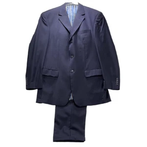 BACHRACH Suit Navy Wool Cashmere Blend 3 Button Pleated Pant Mens Size 40L 34W - Picture 1 of 16