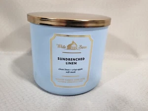 Bath & Body Works sonnenverwöhntes Leinen weiße Scheune 3 Dochtkerze 14,5 Unzen brandneu - Bild 1 von 3