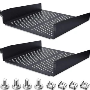 2 Pack Rack Shelf Vented Rack Mount Shelf Universal Heavy Duty Server Rack Sh... - Picture 1 of 7
