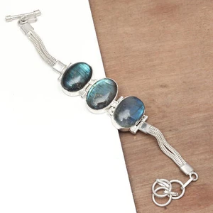 Labradorite Gemstone Unisex Women's Ethnic Jewelry Bracelets 7-8 '' - Picture 1 of 10