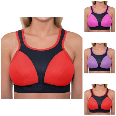 Ladies Gemm Sports Bra High Impact Plus Size Non Wired Unpadded Extender UK New - Image 1 of 4
