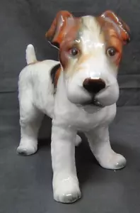 Vintage Josef Originals Dog Fox Terrier ? Puppy Brown Black & white spotted 7x6" - Picture 1 of 5