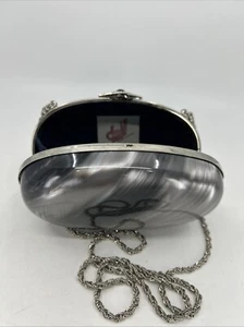 Vintage Delill Italy Faux Silver Tortoise Shell Handbag Clutch - Picture 1 of 10
