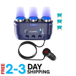 3-Socket Car Charger Adapter USB 40W QC3.0 PD3.0 Splitter for Vehicle Devices - Picture 1 of 11