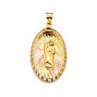 14K Tri Color Gold St. Jude Religious CZ Charm Pendant For Necklace or Chain