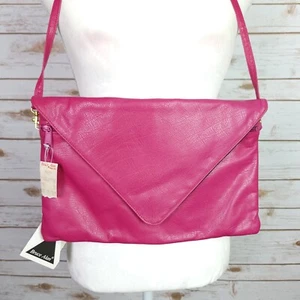 Vintage Leather Purse Pink Clutch Removable Strap Crossbody Classic Style - Picture 1 of 5