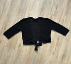 A2 by Armand & Alba Black Waist Knit Tie Wrap Sweater Size Large Dance Yoga