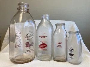 Vintage Quart Pint Half Gallon Pint Milk Bottle Verifine Dairy Wisconsin Bottles - Picture 1 of 23