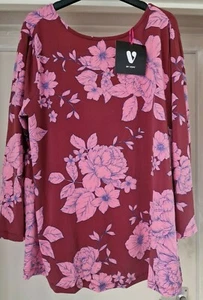 Rosa Top Größe 12 mit Blumenmuster und Schnürung von V by Very Floral neu mit Etikett - Bild 1 von 3