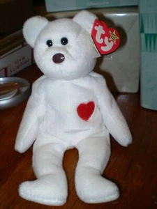 VALENTINO Ty Beanie Baby Bear With Brown Nose - PVC Pellets MINT - Picture 1 of 6