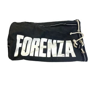Vintage 1980s FORENZA Duffle Travel Bag Sports RETRO Black 12x 24” Strong Heavy - Picture 1 of 9
