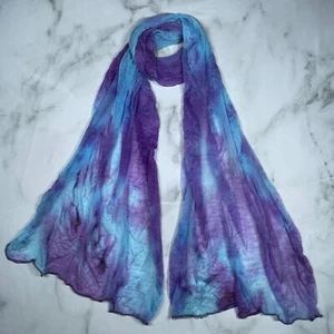 Bufanda Tie Dye Transparente Extra Ligera Púrpura y Azul - Imagen 1 de 3