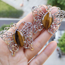  Natural GemstoneCrystal Quartz Butterfly Pendant Magic Reiki Healing Amulet 