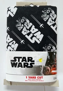 Star Wars 1 Yard Cut Black Fabric Logo 100% Cotton - Picture 1 of 3