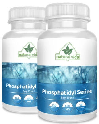 Fosfatidilserina (2) 400 mg 240 cápsulas, 60 porciones, sin soja Foto 1 de 4