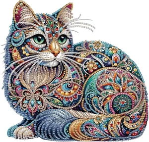 5D Cat Diamond Art Kit, 12X12Inch/30X30Cm for Home Wall Decoration - Picture 1 of 12