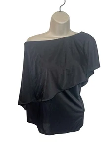 WHITE HOUSE BLACK MARKET Women's Size Medium One Sleeve Asymetrical Black Blouse - Picture 1 of 11