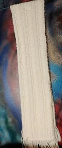 Alfani Scarf Cream White Wool Blend Chunky Cable Knit 8 Unisex EUC - Picture 1 of 5