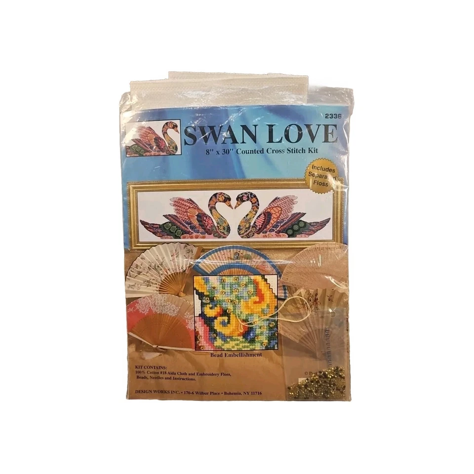 Punto de Cruz Contado Design Works *Swan Love* Comenzado 8" x 30" Foto 1 de 4