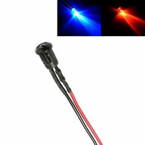 Alternating Red & Blue Pre Wired 3mm LED + Bezel Holder Light Lamp 12V - Picture 1 of 1