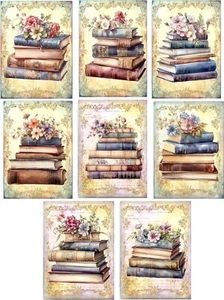 8 ATC vintage books small note blank card shabby chic envelopes organza bag - Picture 1 of 5