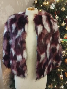 Ted Baker Girls Purple Black Faux Fur Coat Party Jacket Age 9 134 Cm New - Picture 1 of 4