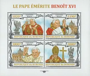 Pope Benedict XVI Souvenir Sheet of 4 Stamps Mint NH - Picture 1 of 2