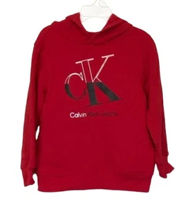 CALVIN KLEIN Jeans Red Fleece Hoodie Size 4 NWT - Picture 1 of 6